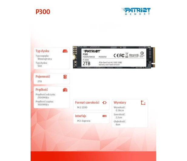 Patriot 2TB M.2 PCIe NVMe P300 - 1067721 - zdjęcie 2